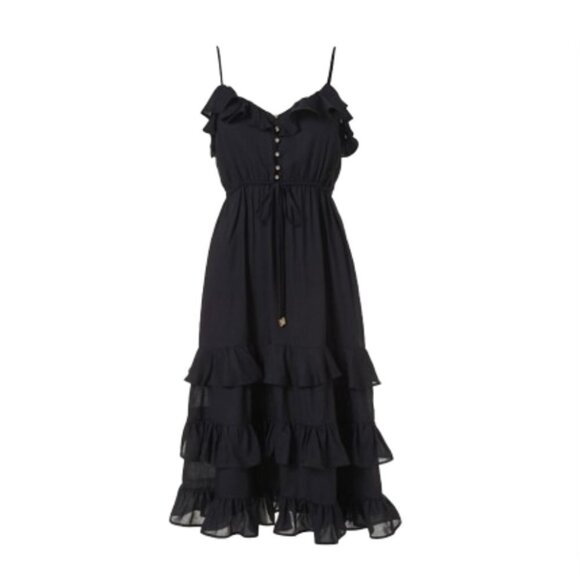 Melissa Odabash Dresses & Skirts - Melissa Odabash Bethan Frill Midi Dress Womens Small Black Over the Shoulder